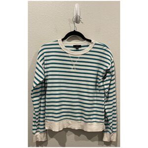 J.CREW Striped Cream White Green Teal Blouse